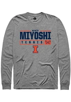 Kenta Miyoshi  Illinois Fighting Illini Graphite Rally NIL Stacked Box Long Sleeve T Shirt