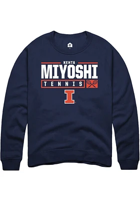 Kenta Miyoshi  Rally Illinois Fighting Illini Mens Navy Blue NIL Stacked Box Long Sleeve Crew Swea..