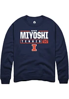 Kenta Miyoshi  Rally Illinois Fighting Illini Mens Navy Blue NIL Stacked Box Long Sleeve Crew Swea..