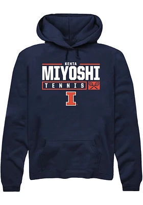Kenta Miyoshi  Rally Illinois Fighting Illini Mens Navy Blue NIL Stacked Box Long Sleeve Hoodie