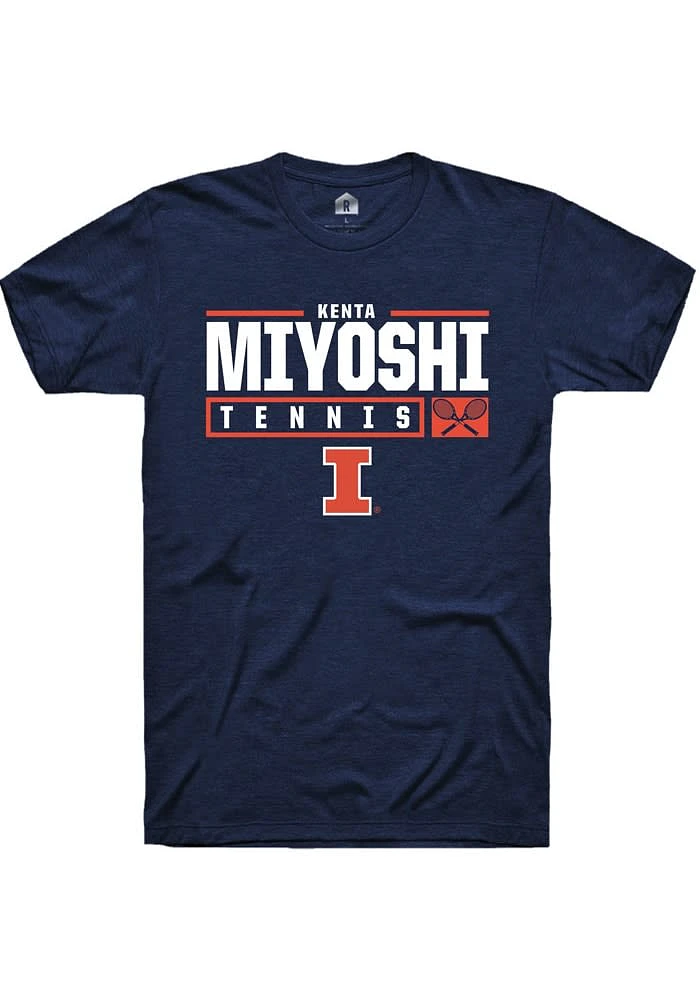Kenta Miyoshi Illinois Fighting Illini Navy Blue Rally NIL Stacked Box Short Sleeve T Shirt
