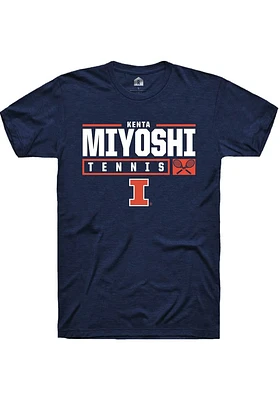 Kenta Miyoshi  Illinois Fighting Illini Navy Blue Rally NIL Stacked Box Short Sleeve T Shirt