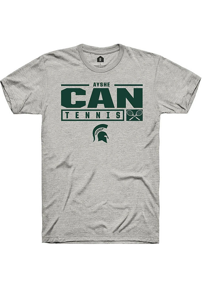 Ayshe Can Michigan State Spartans Ash Rally NIL Stacked Box Short Sleeve T Shirt