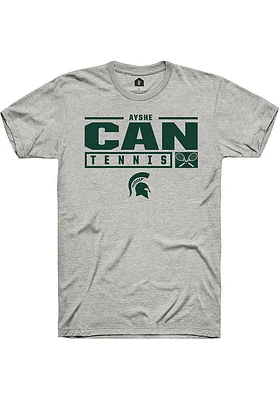 Ayshe Can  Michigan State Spartans Ash Rally NIL Stacked Box Short Sleeve T Shirt