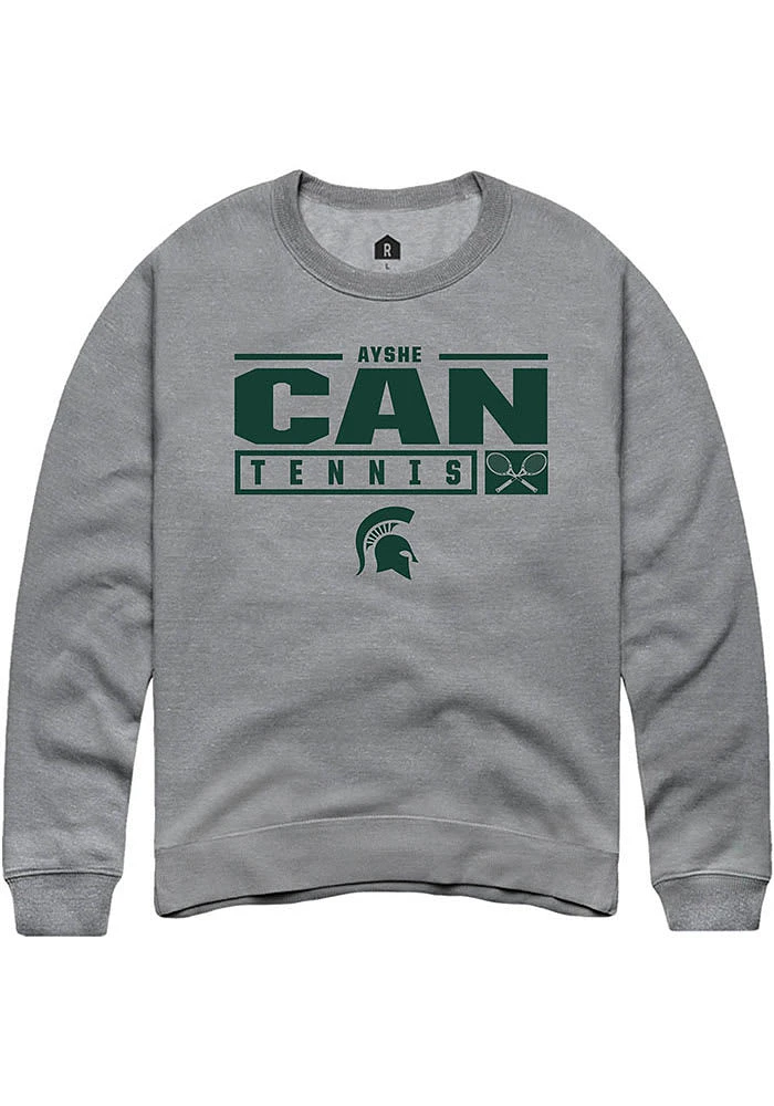 Ayshe Can Rally Michigan State Spartans Mens Graphite NIL Stacked Box Long Sleeve Crew Sweatshirt