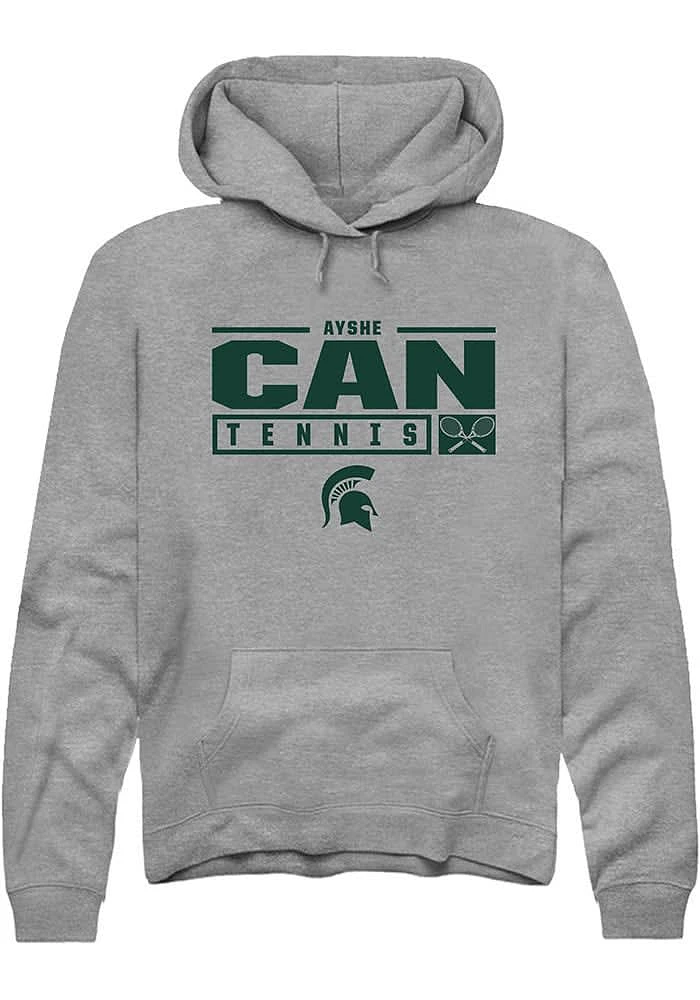 Ayshe Can Rally Michigan State Spartans Mens Graphite NIL Stacked Box Long Sleeve Hoodie