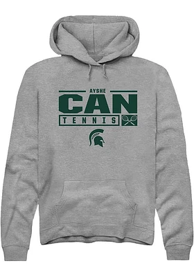 Ayshe Can  Rally Michigan State Spartans Mens Graphite NIL Stacked Box Long Sleeve Hoodie