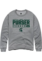 Issey Purser  Rally Michigan State Spartans Mens Graphite NIL Stacked Box Long Sleeve Crew Sweatsh..