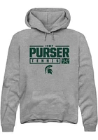 Issey Purser  Rally Michigan State Spartans Mens Graphite NIL Stacked Box Long Sleeve Hoodie