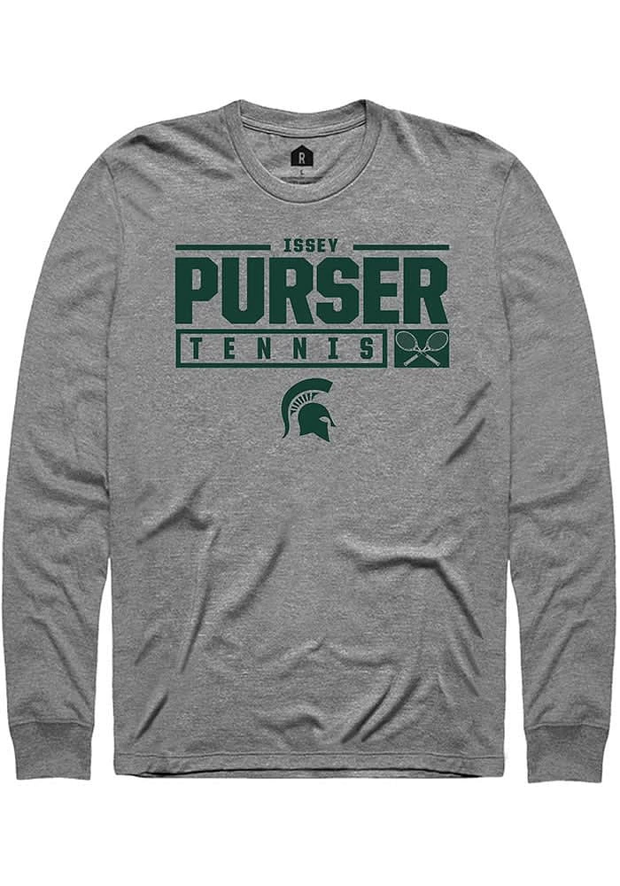 Issey Purser Michigan State Spartans Graphite Rally NIL Stacked Box Long Sleeve T Shirt