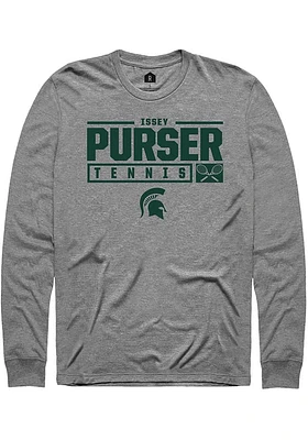 Issey Purser  Michigan State Spartans Graphite Rally NIL Stacked Box Long Sleeve T Shirt