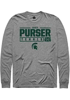 Issey Purser  Michigan State Spartans Graphite Rally NIL Stacked Box Long Sleeve T Shirt