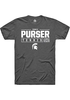 Issey Purser  Michigan State Spartans Dark Grey Rally NIL Stacked Box Short Sleeve T Shirt