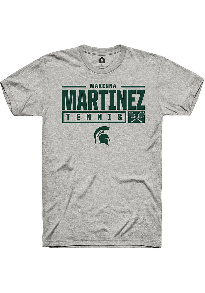 Makenna Martinez Michigan State Spartans Ash Rally NIL Stacked Box Short Sleeve T Shirt