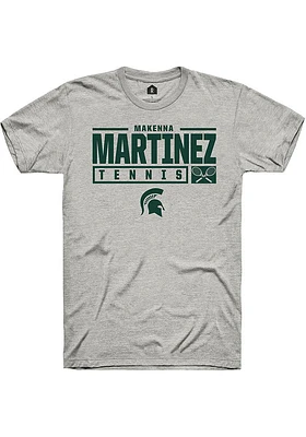 Makenna Martinez  Michigan State Spartans Ash Rally NIL Stacked Box Short Sleeve T Shirt