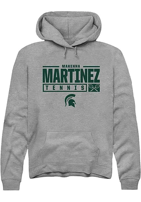 Makenna Martinez  Rally Michigan State Spartans Mens Graphite NIL Stacked Box Long Sleeve Hoodie