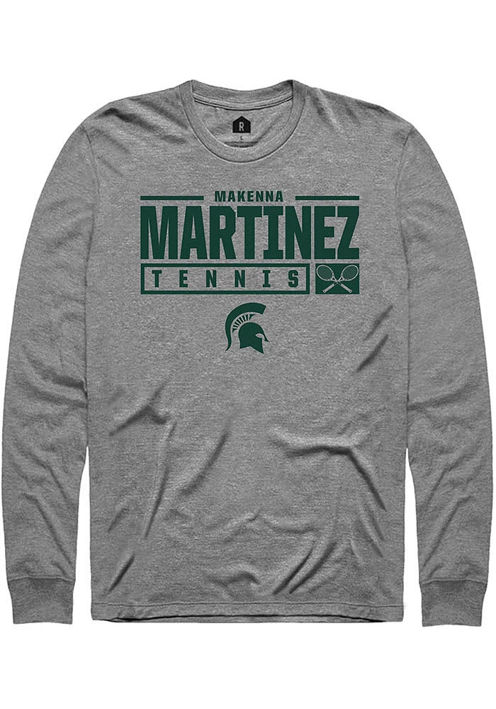 Makenna Martinez Michigan State Spartans Graphite Rally NIL Stacked Box Long Sleeve T Shirt