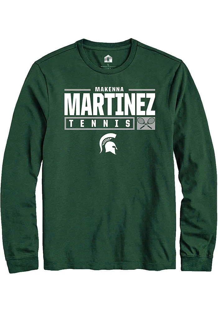 Makenna Martinez Michigan State Spartans Green Rally NIL Stacked Box Long Sleeve T Shirt