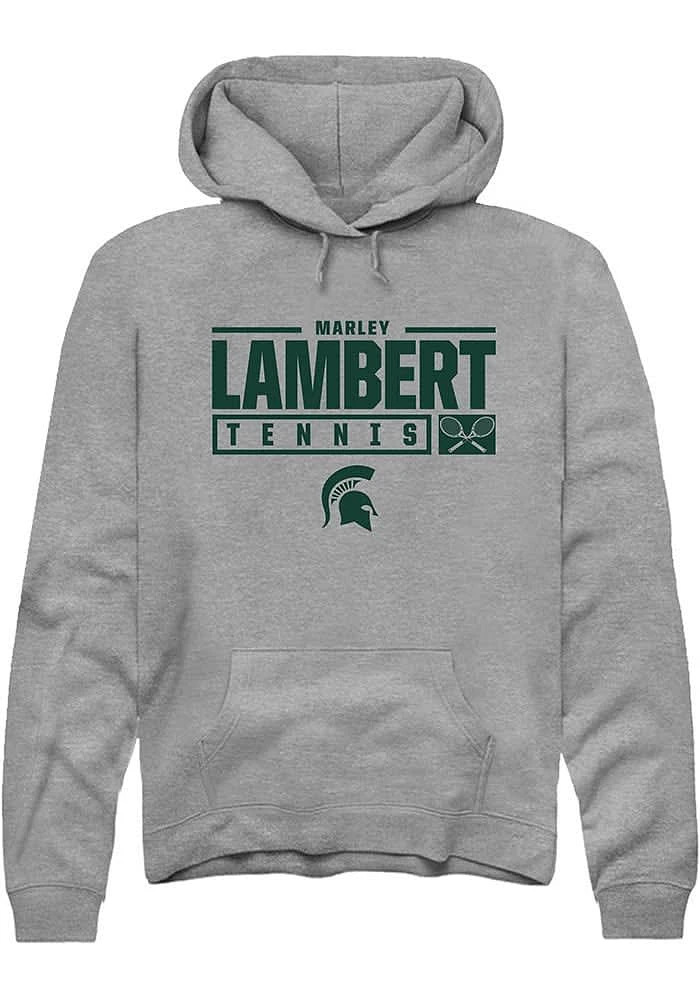 Marley Lambert Rally Michigan State Spartans Mens Graphite NIL Stacked Box Long Sleeve Hoodie