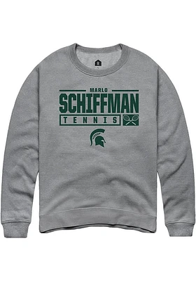 Marlo Schiffman  Rally Michigan State Spartans Mens Graphite NIL Stacked Box Long Sleeve Crew Swea..