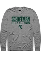 Marlo Schiffman  Michigan State Spartans Graphite Rally NIL Stacked Box Long Sleeve T Shirt