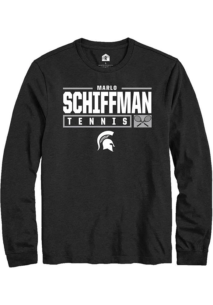 Marlo Schiffman Michigan State Spartans Black Rally NIL Stacked Box Long Sleeve T Shirt