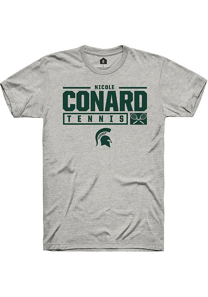 Nicole Conard Michigan State Spartans Ash Rally NIL Stacked Box Short Sleeve T Shirt