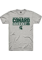Nicole Conard  Michigan State Spartans Ash Rally NIL Stacked Box Short Sleeve T Shirt