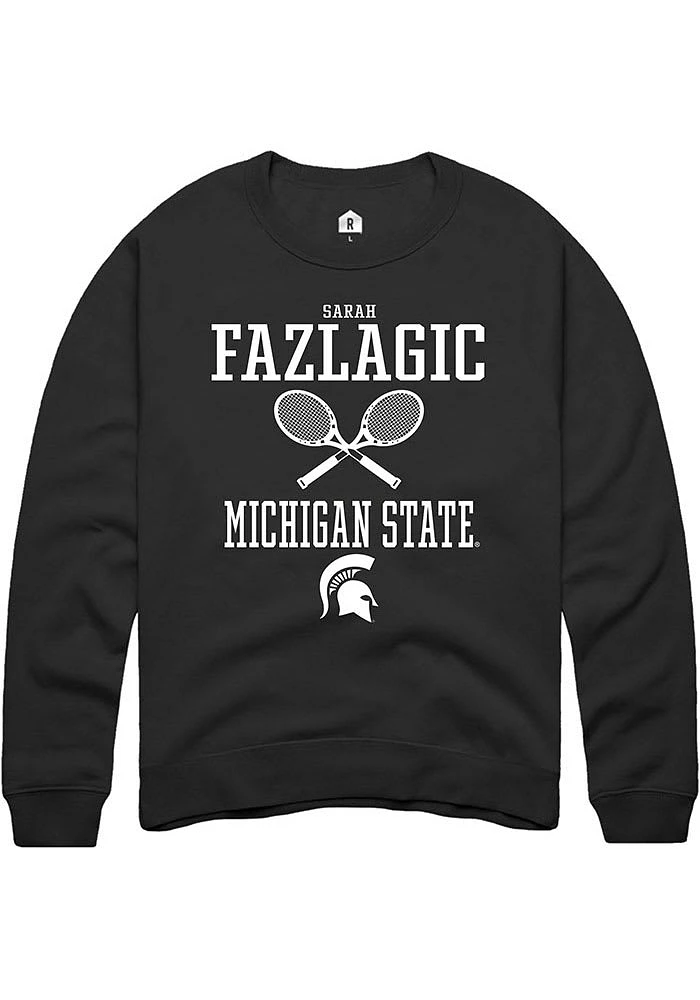 Sarah Fazlagic Rally Michigan State Spartans Mens Black NIL Sport Icon Long Sleeve Crew Sweatshir..