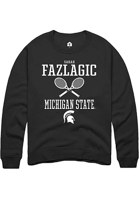 Sarah Fazlagic  Rally Michigan State Spartans Mens Black NIL Sport Icon Long Sleeve Crew Sweatshir..