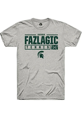 Sarah Fazlagic  Michigan State Spartans Ash Rally NIL Stacked Box Short Sleeve T Shirt