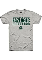 Sarah Fazlagic  Michigan State Spartans Ash Rally NIL Stacked Box Short Sleeve T Shirt