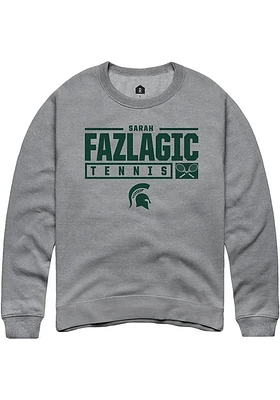 Sarah Fazlagic  Rally Michigan State Spartans Mens Graphite NIL Stacked Box Long Sleeve Crew Sweat..