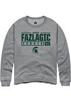 Sarah Fazlagic  Rally Michigan State Spartans Mens Graphite NIL Stacked Box Long Sleeve Crew Sweat..