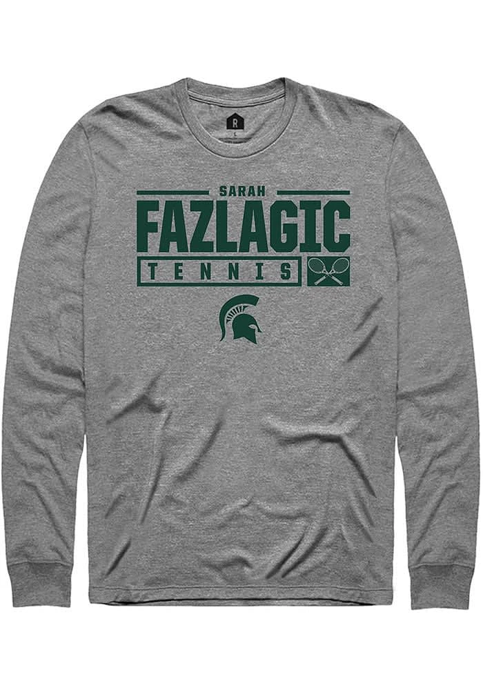 Sarah Fazlagic Michigan State Spartans Graphite Rally NIL Stacked Box Long Sleeve T Shirt