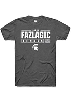 Sarah Fazlagic  Michigan State Spartans Dark Grey Rally NIL Stacked Box Short Sleeve T Shirt