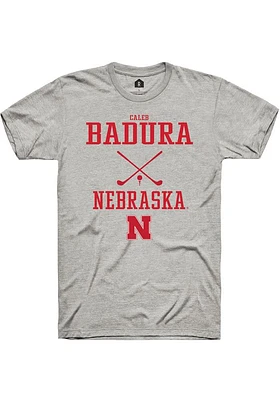 Caleb Badura  Nebraska Cornhuskers Ash Rally NIL Sport Icon Short Sleeve T Shirt