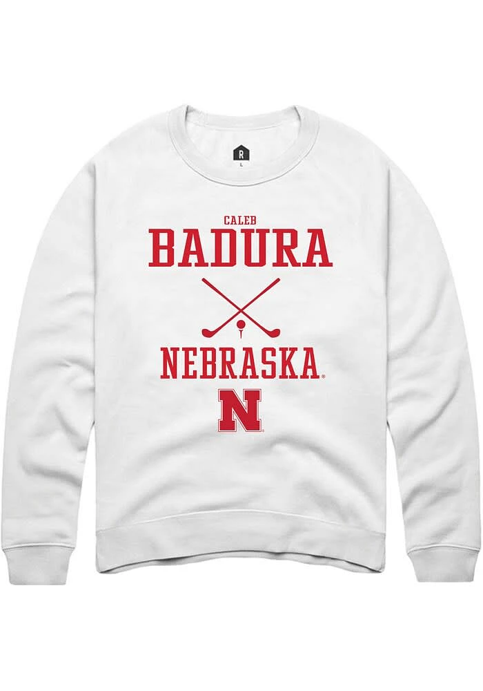 Caleb Badura Rally Nebraska Cornhuskers Mens NIL Sport Icon Long Sleeve Crew Sweatshirt