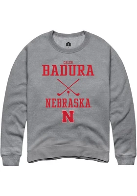 Caleb Badura  Rally Nebraska Cornhuskers Mens Graphite NIL Sport Icon Long Sleeve Crew Sweatshirt