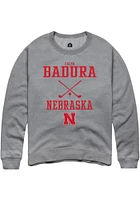 Caleb Badura  Rally Nebraska Cornhuskers Mens Graphite NIL Sport Icon Long Sleeve Crew Sweatshirt