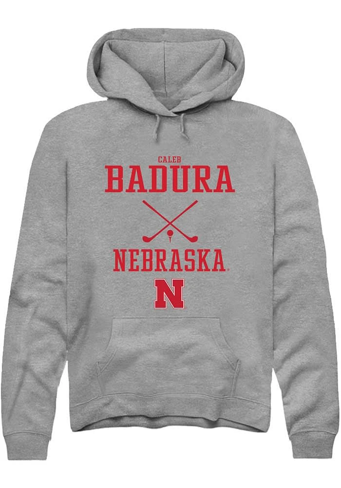 Caleb Badura Rally Nebraska Cornhuskers Mens Graphite NIL Sport Icon Long Sleeve Hoodie