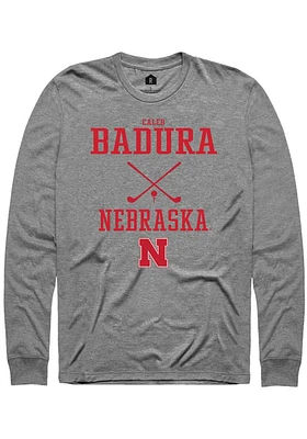 Caleb Badura  Nebraska Cornhuskers Graphite Rally NIL Sport Icon Long Sleeve T Shirt
