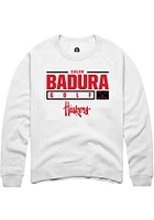 Caleb Badura Rally Nebraska Cornhuskers Mens NIL Stacked Box Long Sleeve Crew Sweatshirt