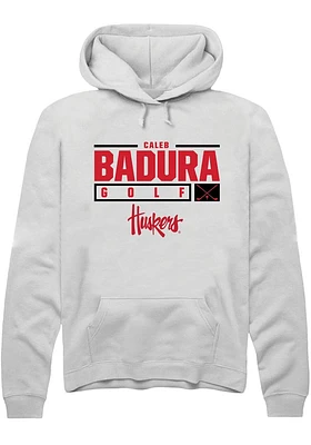 Caleb Badura Rally Nebraska Cornhuskers Mens NIL Stacked Box Long Sleeve Hoodie
