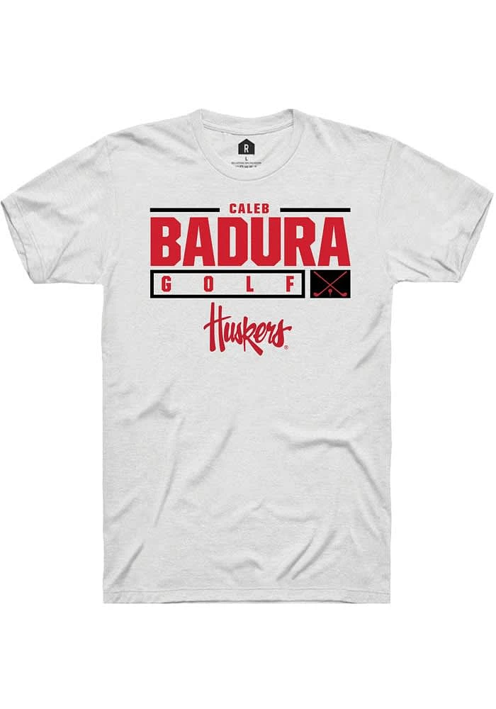 Caleb Badura Nebraska Cornhuskers Rally NIL Stacked Box Short Sleeve T Shirt
