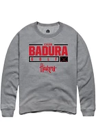 Caleb Badura  Rally Nebraska Cornhuskers Mens Graphite NIL Stacked Box Long Sleeve Crew Sweatshirt