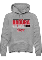Caleb Badura  Rally Nebraska Cornhuskers Mens Graphite NIL Stacked Box Long Sleeve Hoodie