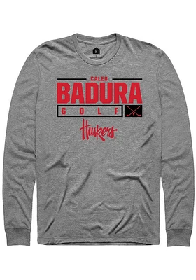 Caleb Badura  Nebraska Cornhuskers Graphite Rally NIL Stacked Box Long Sleeve T Shirt