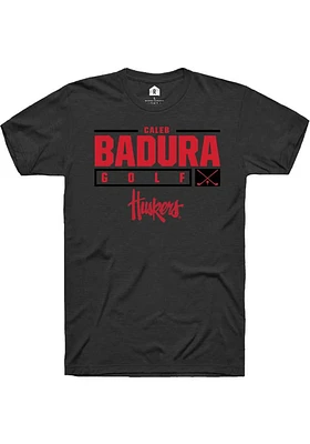 Caleb Badura  Nebraska Cornhuskers Black Rally NIL Stacked Box Short Sleeve T Shirt