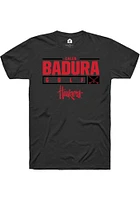 Caleb Badura  Nebraska Cornhuskers Black Rally NIL Stacked Box Short Sleeve T Shirt